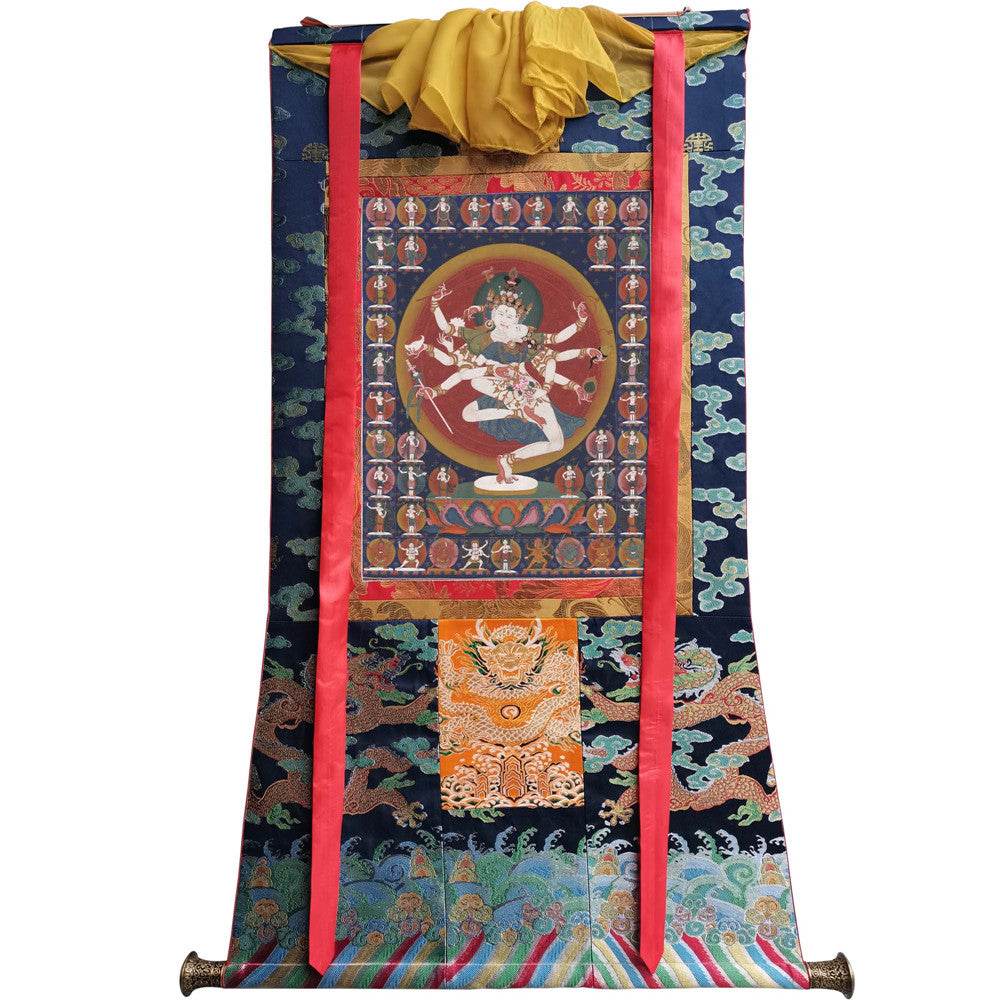 2-faced 8-armed Padmapani Padmajala - Tibetan thangka painting, view 9