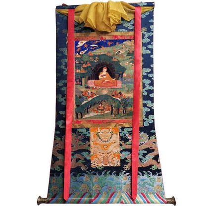 Guru Rinpoche Image - Tibetan thangka painting, size reference