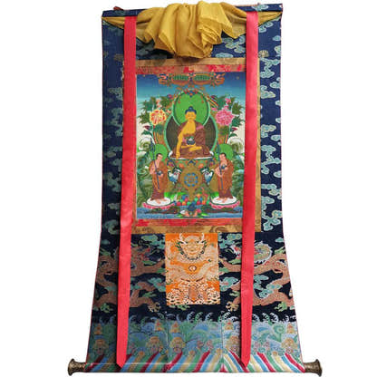 Shakyamuni Image - Tibetan thangka painting, size reference