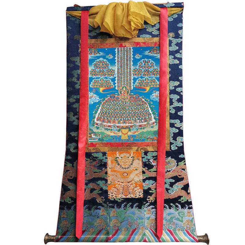 Je Tsongkhapa Refuge Tree Image - Tibetan thangka painting, size reference
