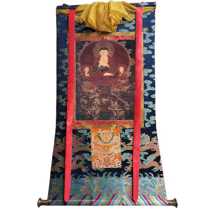Shakyamuni Image - Tibetan thangka painting, size reference