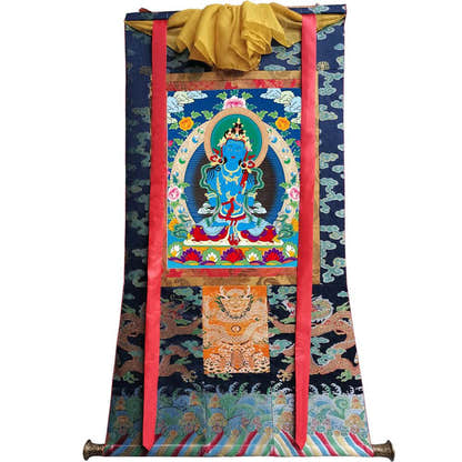 Vajrasattva - Tibetan thangka painting, size reference
