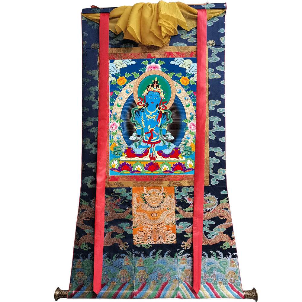 Vajrasattva - Tibetan thangka painting, size reference