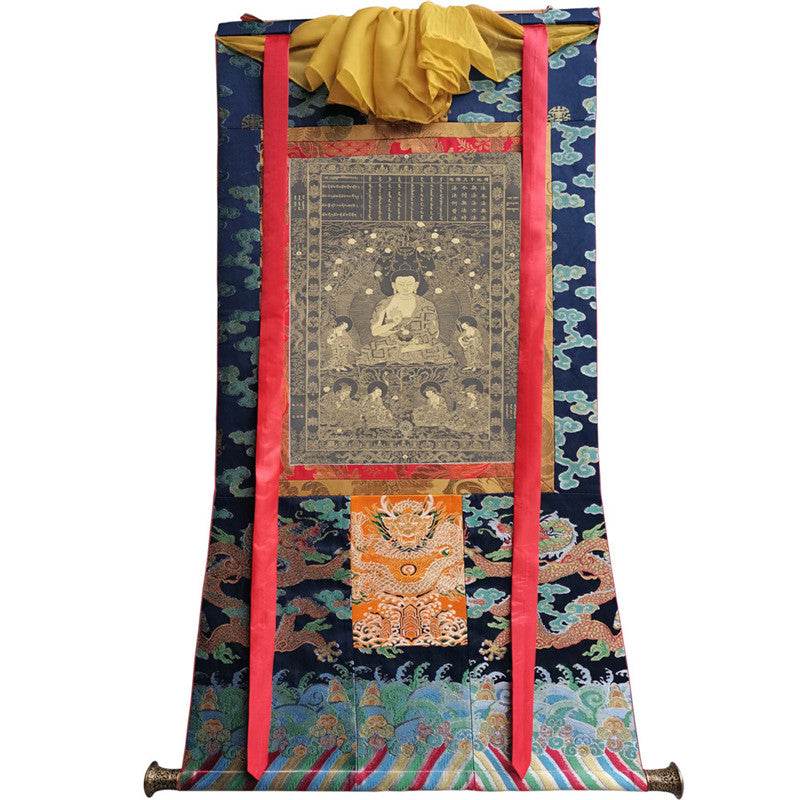 Shakyamunia Buddha Image - Tibetan thangka painting, size reference