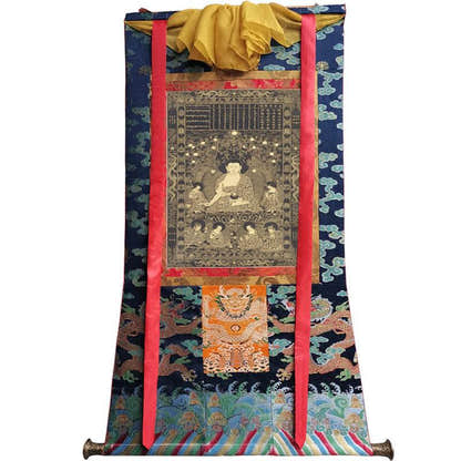 Visvabhua Buddha Image - Tibetan thangka painting, size reference