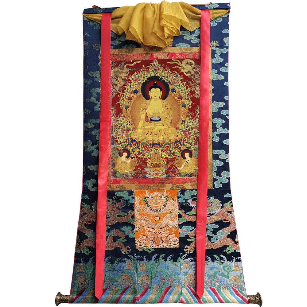 Shakyamuni Image - Tibetan thangka painting, size reference