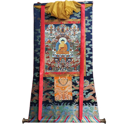 Shakyamuni Image - Tibetan thangka painting, size reference