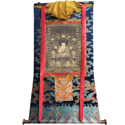 Kanakamuni Buddha - Tibetan thangka painting, view 9