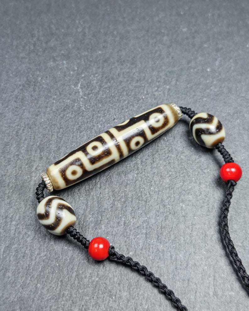 Antique 12 Eyes Dzi Bead Necklace | Tibetan Jewelry | Protection Charm for Perfection and Consummation | Spiritual Gift | 54*12mm