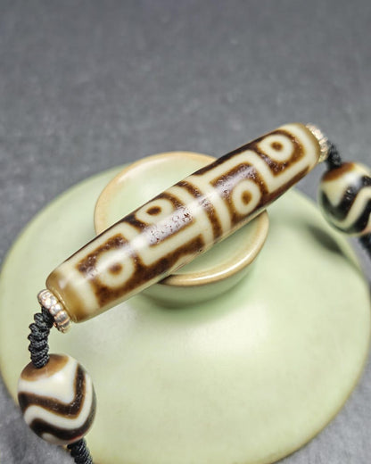 Antique 12 Eyes Dzi Bead Necklace | Tibetan Jewelry | Protection Charm for Perfection and Consummation | Spiritual Gift | 54*12mm