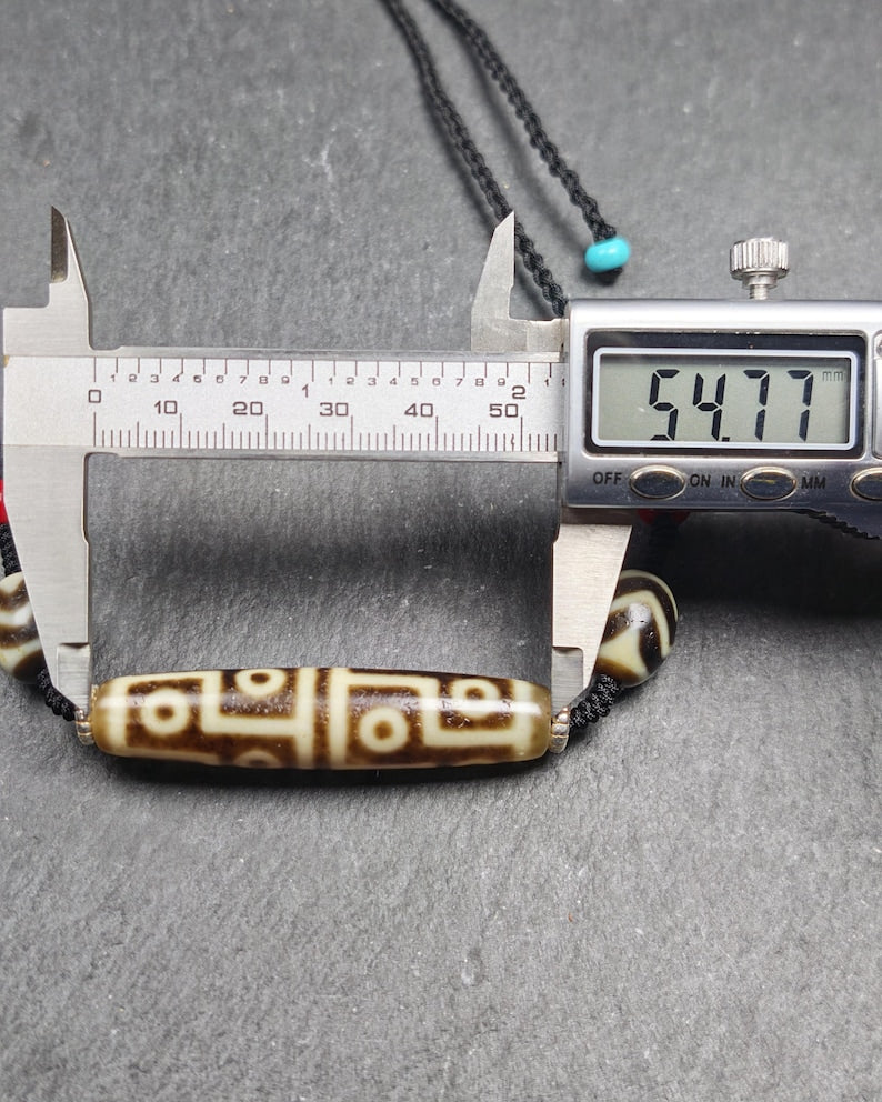 Antique 12 Eyes Dzi Bead Necklace | Tibetan Jewelry | Protection Charm for Perfection and Consummation | Spiritual Gift | 54*12mm