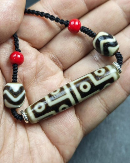 Antique 12 Eyes Dzi Bead Necklace | Tibetan Jewelry | Protection Charm for Perfection and Consummation | Spiritual Gift | 54*12mm