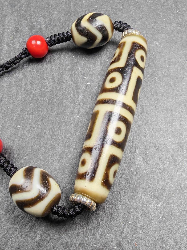 Antique 12 Eyes Dzi Bead Necklace | Tibetan Jewelry | Protection Charm for Perfection and Consummation | Spiritual Gift | 54*12mm