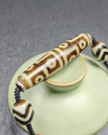 Antique 12 Eyes Dzi Bead Necklace | Tibetan Jewelry | Protection Charm for Perfection and Consummation | Spiritual Gift | 54*12mm