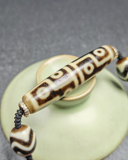 Antique 12 Eyes Dzi Bead Necklace | Tibetan Jewelry | Protection Charm for Perfection and Consummation | Spiritual Gift | 54*12mm