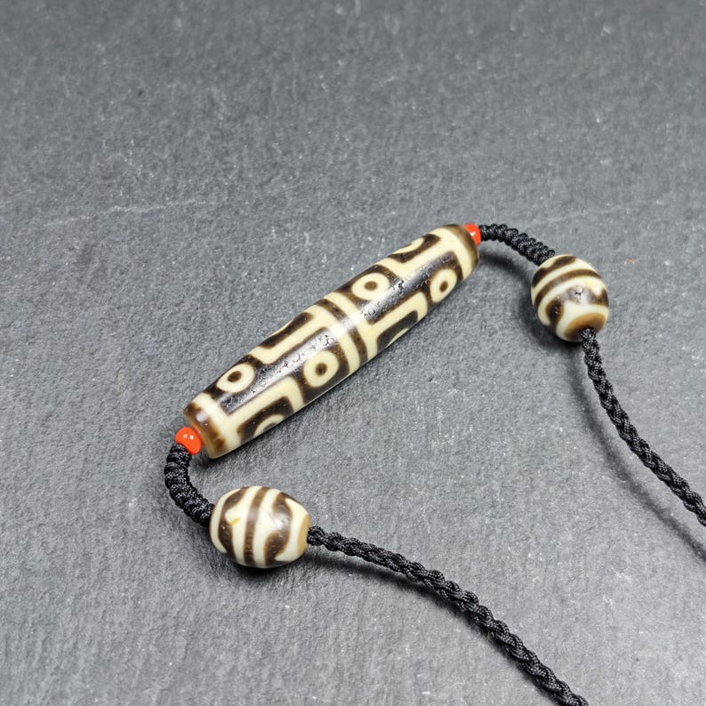 Antique 12 Eyes Dzi Bead Necklace for Man | Tibetan Jewelry | Protection Charm for Perfection and Consummation | Spiritual Gift | 57*12mm