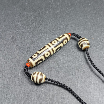 Antique 12 Eyes Dzi Bead Necklace for Man | Tibetan Jewelry | Protection Charm for Perfection and Consummation | Spiritual Gift | 57*12mm