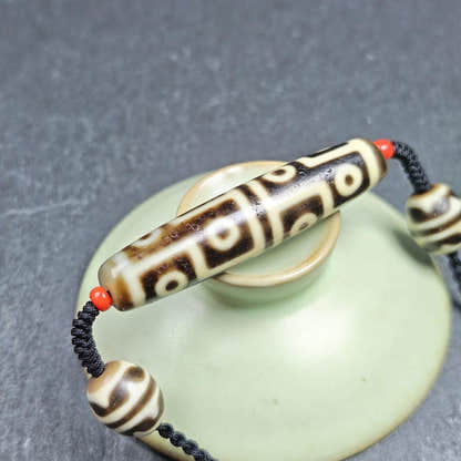 Antique 12 Eyes Dzi Bead Necklace for Man - Tibetan Buddhist bead necklace, view 7