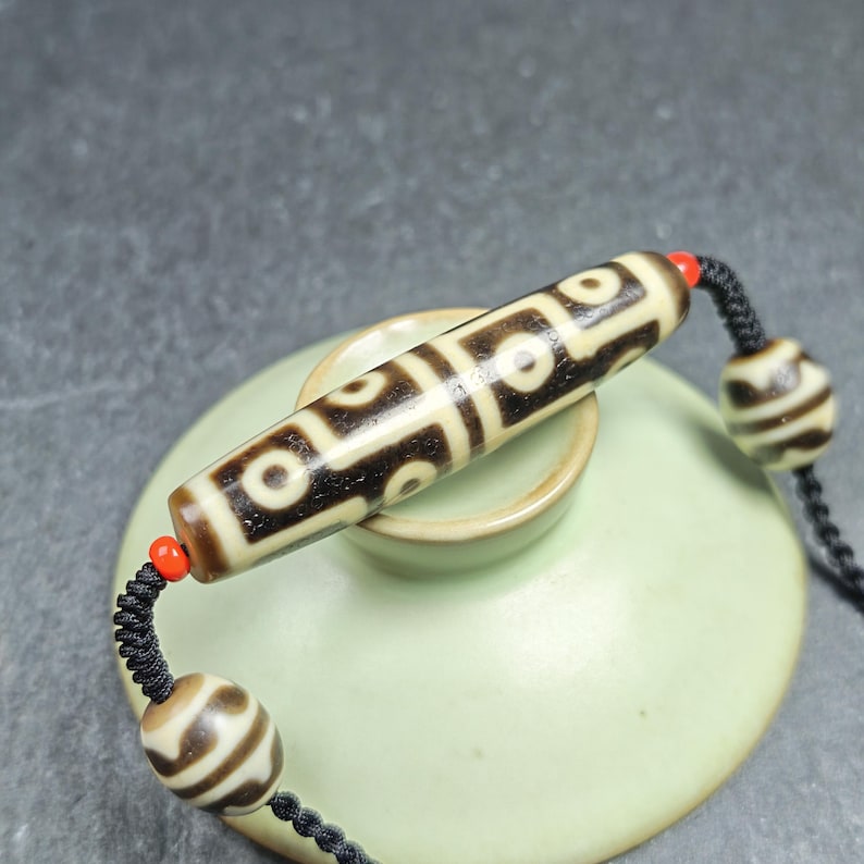 Antique 12 Eyes Dzi Bead Necklace for Man | Tibetan Jewelry | Protection Charm for Perfection and Consummation | Spiritual Gift | 57*12mm