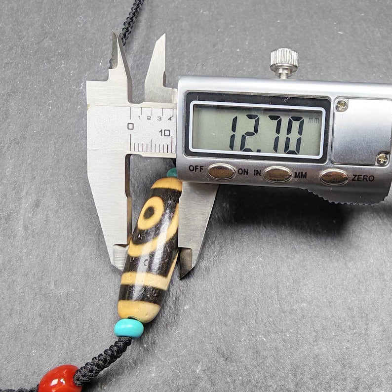 Antique 2 Eyes Dzi Bead Necklace | Tibetan Jewelry | Protection Charm for Happy and Harmonious | Spiritual Gift | 37*12mm