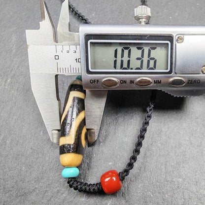 Antique 2 Eyes Dzi Bead Necklace | Tibetan Jewelry | Protection Charm for Happy and Harmonious | Spiritual Gift | 37*12mm