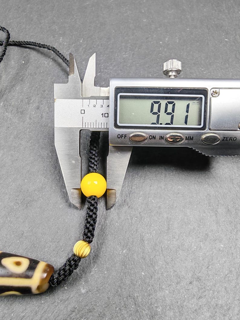 Antique 9 Eyes Bodhi Heart Dzi Necklace - Tibetan Dzi Amulet - 53 x 13mm