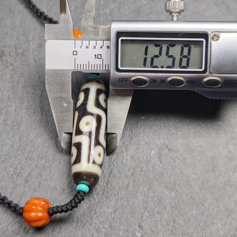 Antique 9 Eyes Dzi Bead Necklace | Tibetan Jewelry | Protection Charm for Happy and Harmonious | Spiritual Gift | 41*12mm