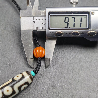 Antique 9 Eyes Dzi Bead Necklace | Tibetan Jewelry | Protection Charm for Happy and Harmonious | Spiritual Gift | 41*12mm