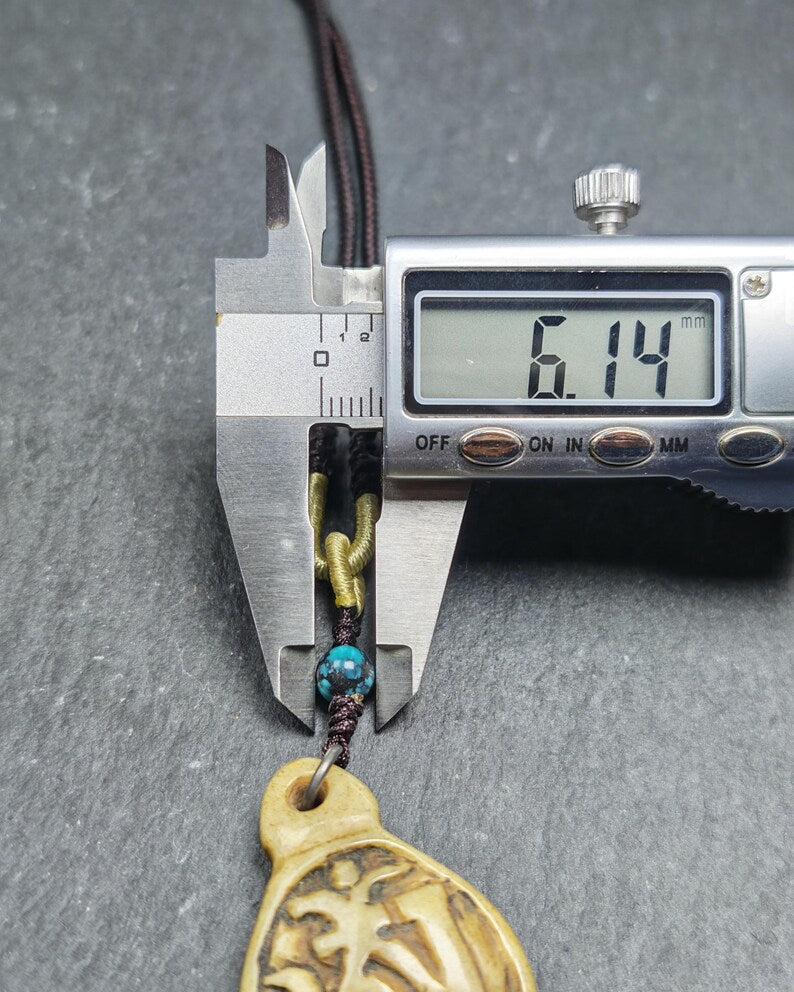 Antique Kapala Amulet - OM Letter - Gandhanra Old Tibetan Buddhism Protective Charm - 45mm × 31mm - 40 Years Old