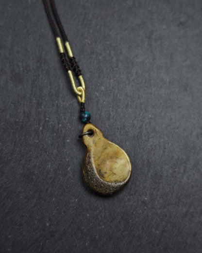 Antique Kapala Amulet - OM Letter - Gandhanra Old Tibetan Buddhism Protective Charm - 45mm × 31mm - 40 Years Old