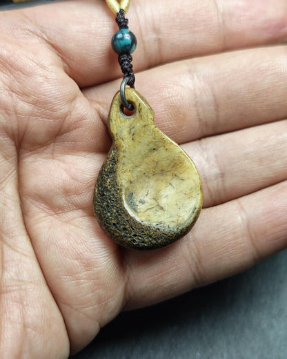 Antique Kapala Amulet - OM Letter - Gandhanra Old Tibetan Buddhism Protective Charm - 45mm × 31mm - 40 Years Old