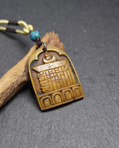 Antique Kapala Amulet Tenfold Auspicious Diagram - Gandhanra Old Tibetan Protective Charm, - 35mm × 26mm - Decades Old