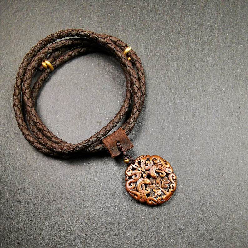 Kirtimukha Pendant,Dragon Badge - Tibetan Buddhist art, view 5