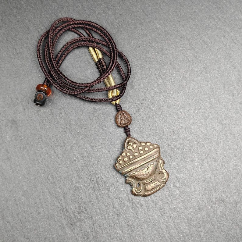Antique Tibetan Buddhist Talisman - Mani Jewel Amulet - Wish Fulfilling Jewel - Cintamani Pendant,Decades Old