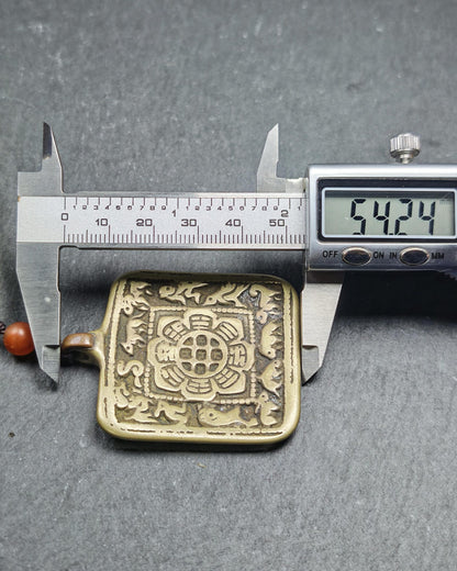 Antique Tibetan Calendar Badge - SIPAHO(srid pa ho) Amulet, Tibetan Buddhist Protective Talisman Melong, Jiugong Bagua