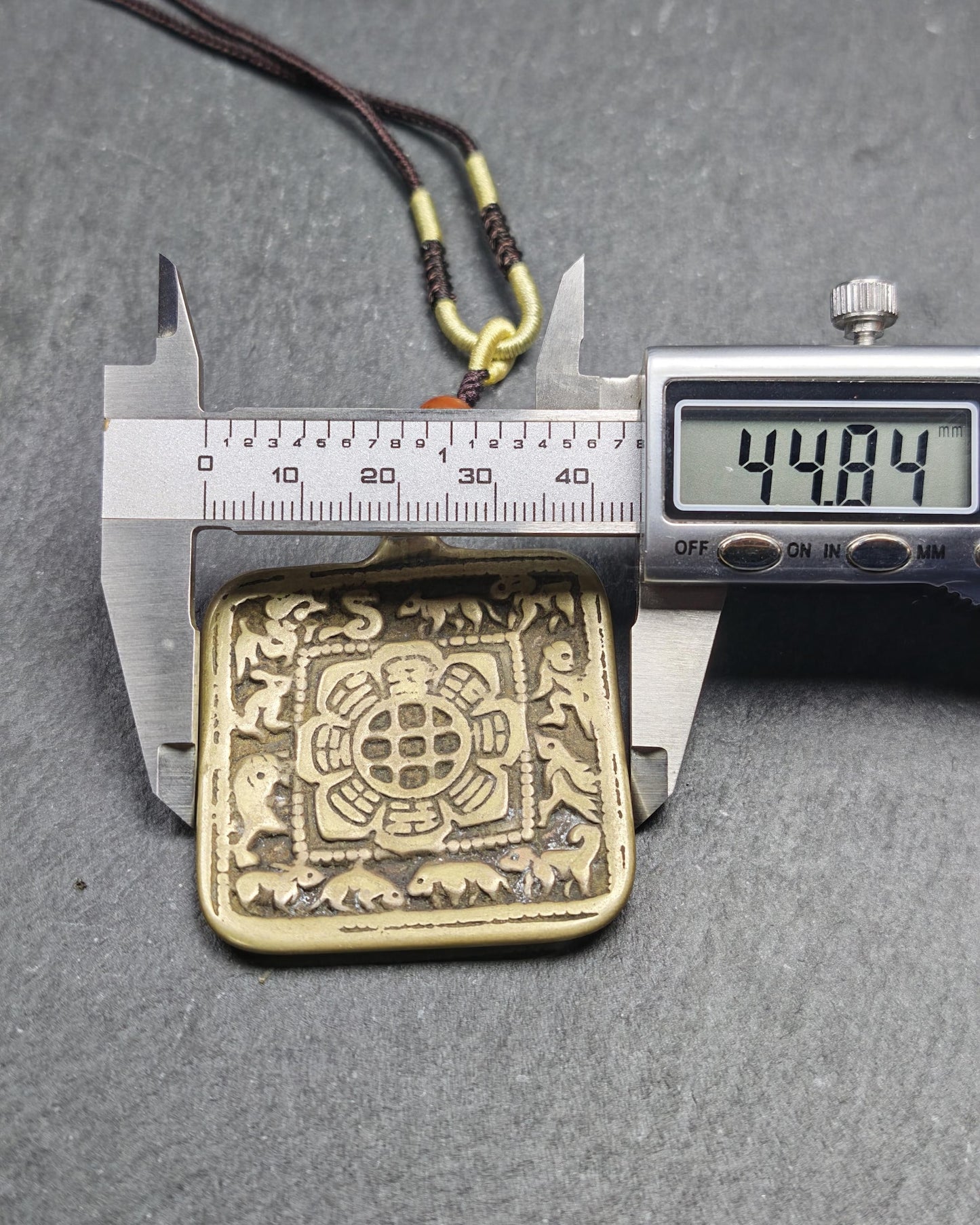 Antique Tibetan Calendar Badge - SIPAHO(srid pa ho) Amulet, Tibetan Buddhist Protective Talisman Melong, Jiugong Bagua
