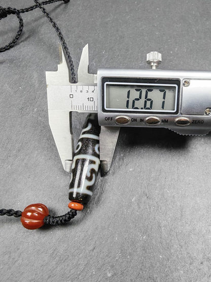 Antique Tibetan Dzi Neckalce - Guru Rinpoche Three Realms 3 Eyes Dzi Bead,50× 12 mm, Decadess Old,Spiritual Gift