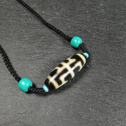 Antique Tibetan Guru Rinpoche Ritual Dzi Necklace | Protective Amulet for Vanquishing & Clearing | Spiritual Meditation Gift | 30×11mm