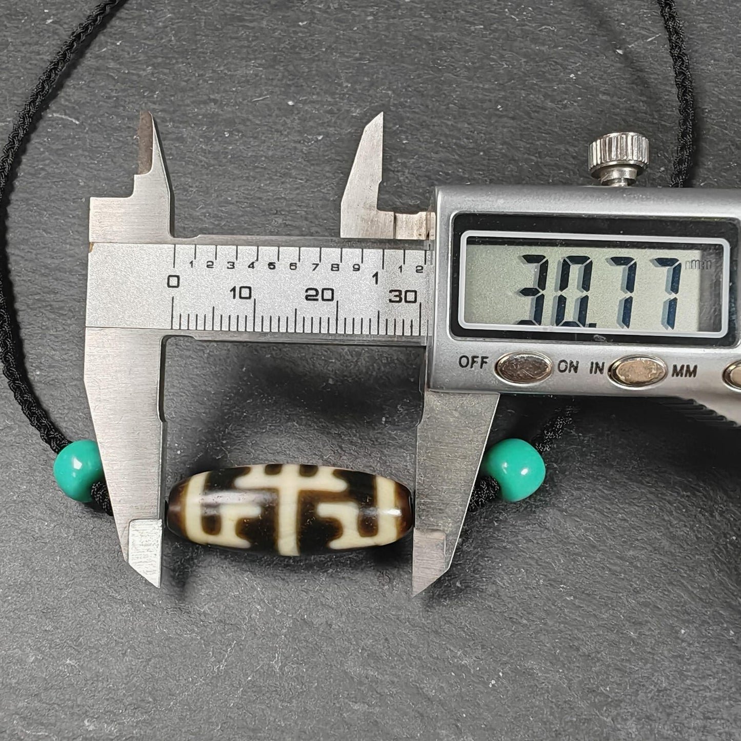 Antique Tibetan Guru Rinpoche Ritual Dzi Necklace | Protective Amulet for Vanquishing & Clearing | Spiritual Meditation Gift | 30×11mm