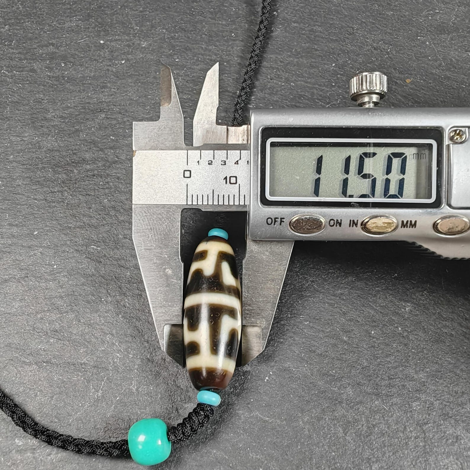 Antique Tibetan Guru Rinpoche Ritual Dzi Necklace | Protective Amulet for Vanquishing & Clearing | Spiritual Meditation Gift | 30×11mm
