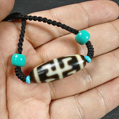 Antique Tibetan Guru Rinpoche Ritual Dzi Necklace | Protective Amulet for Vanquishing & Clearing | Spiritual Meditation Gift | 30×11mm