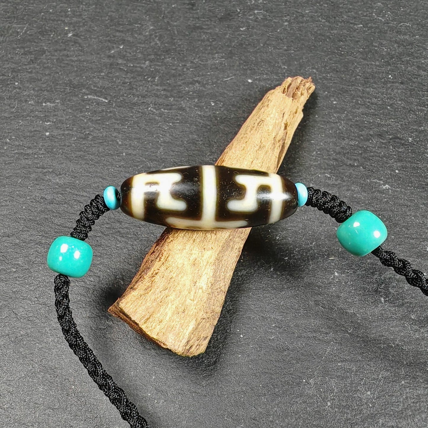 Antique Tibetan Guru Rinpoche Ritual Dzi Necklace | Protective Amulet for Vanquishing & Clearing | Spiritual Meditation Gift | 30×11mm