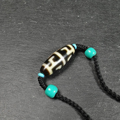 Antique Tibetan Guru Rinpoche Ritual Dzi Necklace | Protective Amulet for Vanquishing & Clearing | Spiritual Meditation Gift | 30×11mm
