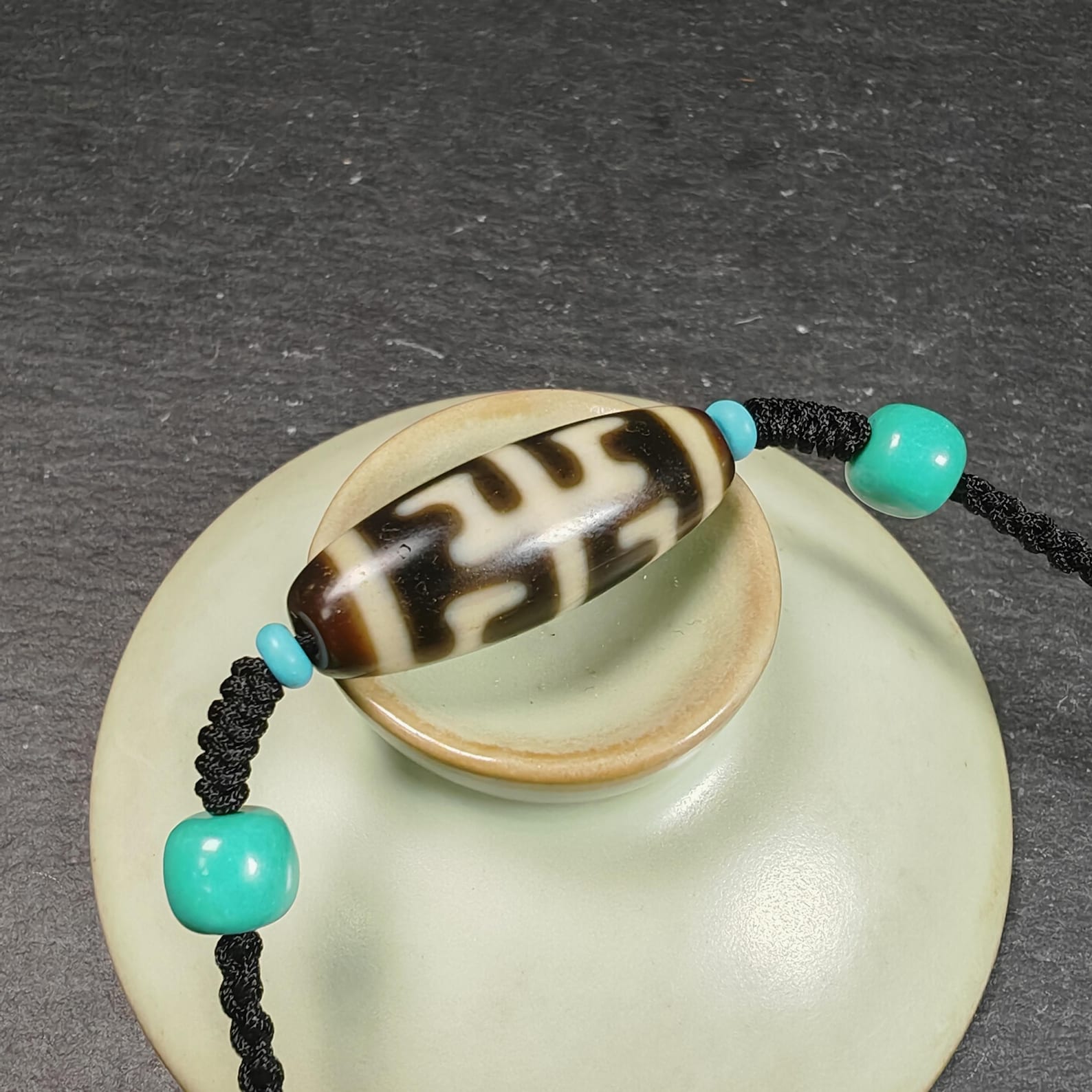 Antique Tibetan Guru Rinpoche Ritual Dzi Necklace | Protective Amulet for Vanquishing & Clearing | Spiritual Meditation Gift | 30×11mm