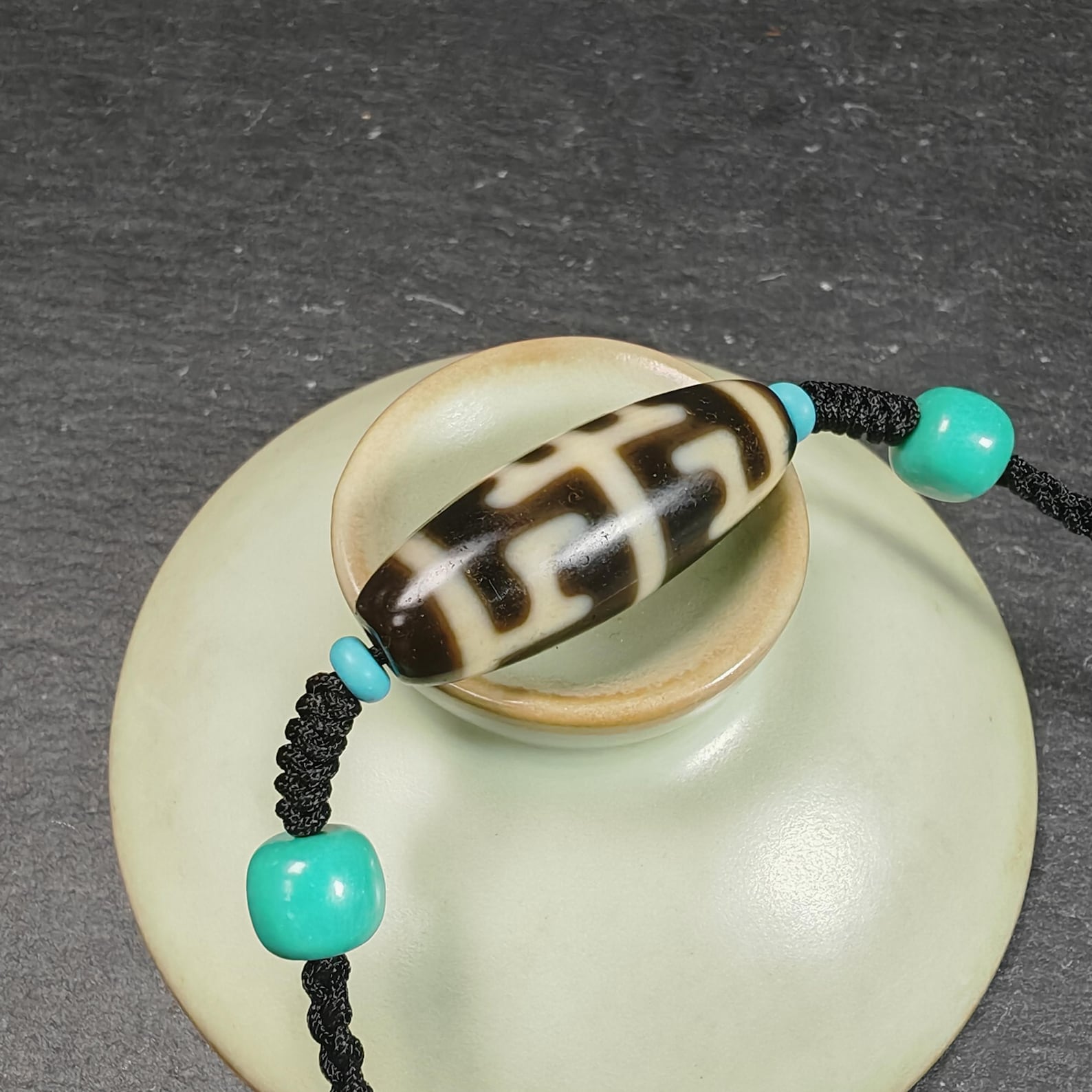 Antique Tibetan Guru Rinpoche Ritual Dzi Necklace | Protective Amulet for Vanquishing & Clearing | Spiritual Meditation Gift | 30×11mm