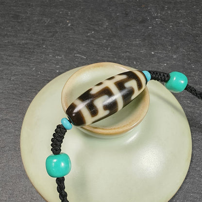 Antique Tibetan Guru Rinpoche Ritual Dzi Necklace | Protective Amulet for Vanquishing & Clearing | Spiritual Meditation Gift | 30×11mm