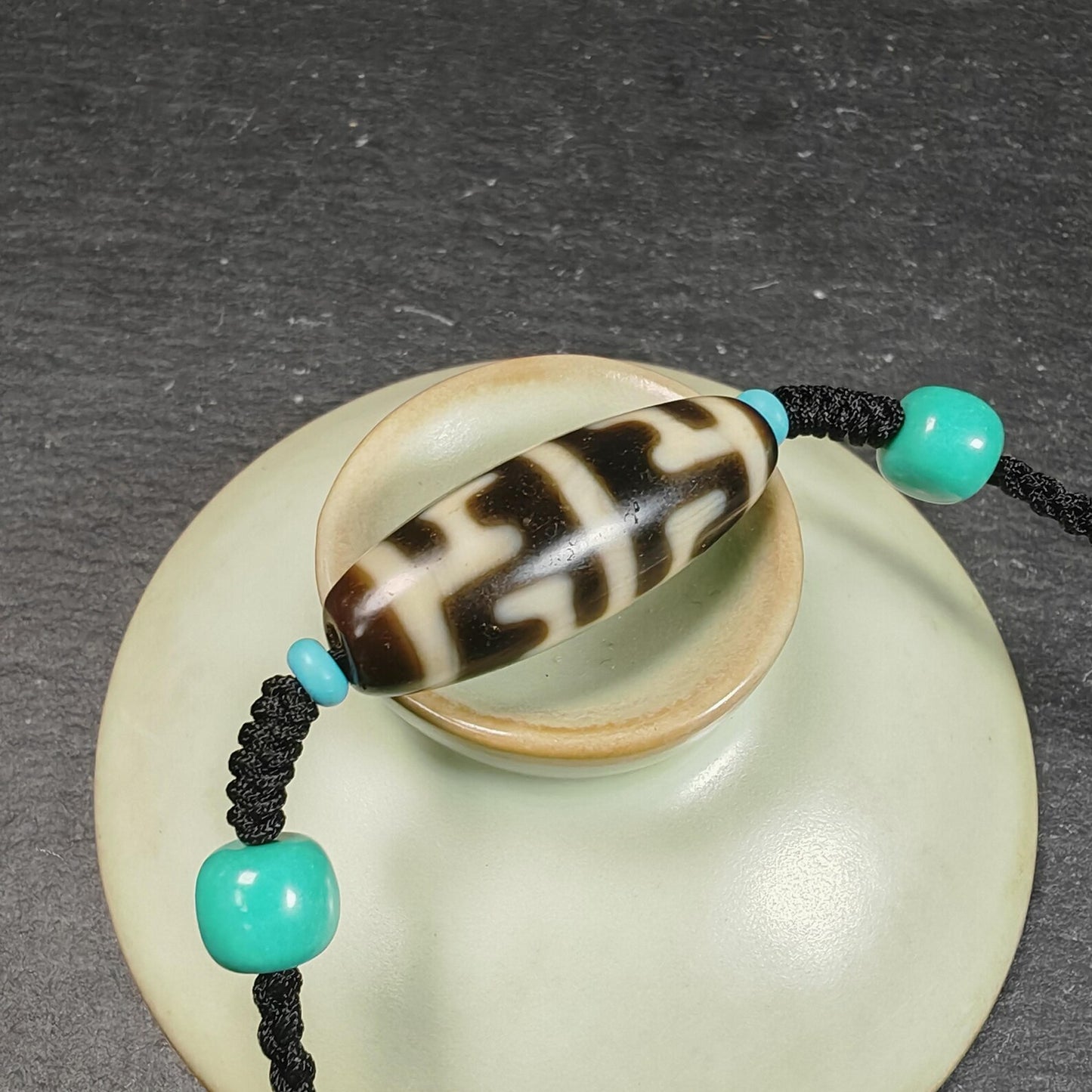 Antique Tibetan Guru Rinpoche Ritual Dzi Necklace | Protective Amulet for Vanquishing & Clearing | Spiritual Meditation Gift | 30×11mm