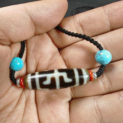Antique Tibetan Guru Rinpoche Ritual Dzi Necklace | Protective Amulet for Vanquishing & Clearing | Spiritual Meditation Gift | 37×11mm