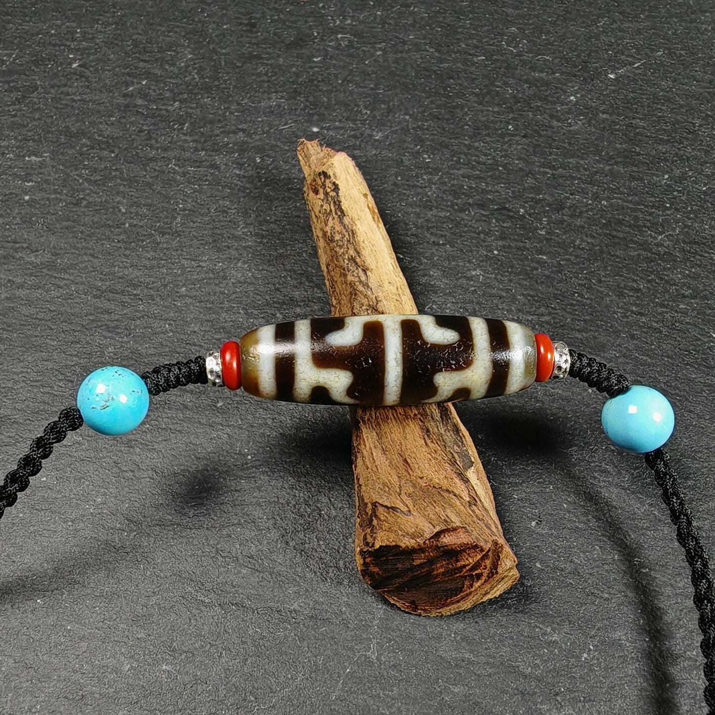 Antique Tibetan Guru Rinpoche Ritual Dzi Necklace | Protective Amulet for Vanquishing & Clearing | Spiritual Meditation Gift | 37×11mm
