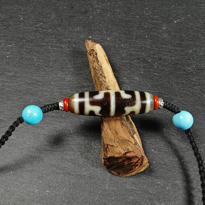 Antique Tibetan Guru Rinpoche Ritual Dzi Necklace | Protective Amulet for Vanquishing & Clearing | Spiritual Meditation Gift | 37×11mm